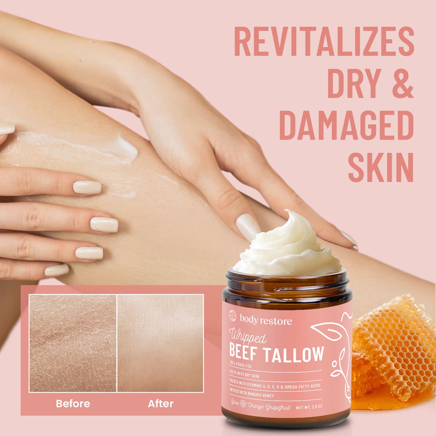 Whipped Beef Tallow Balm - Grapefruit