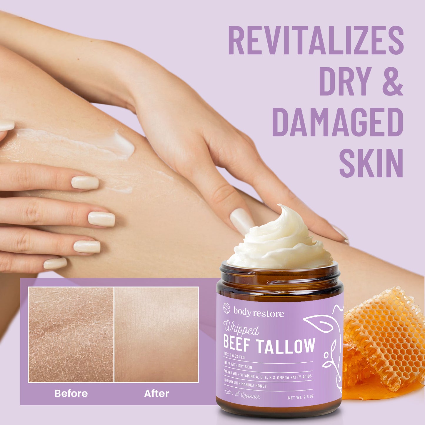 Whipped Beef Tallow Balm - Lavender